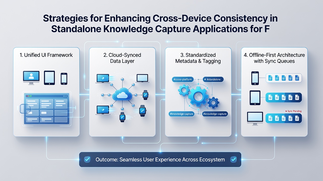 Analyst reviewing synchronized data on laptop after field collection using cross-device knowledge capture tools